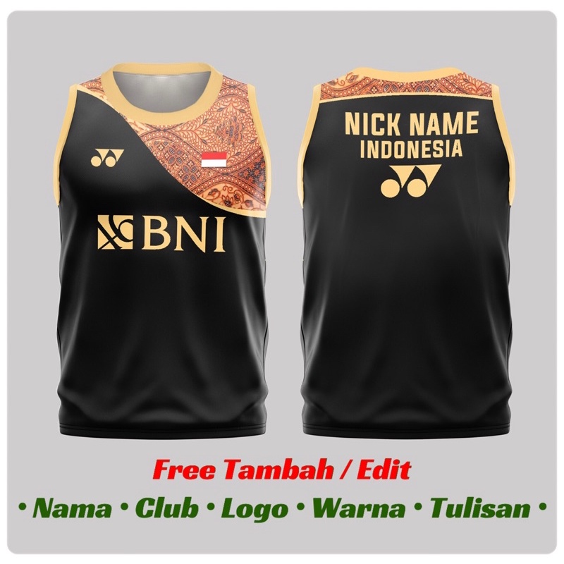 Jersey Bulutangkis Jersey Badminton | Baju Kaos Bulutangkis Badminton Custom | Jersey Singlet Tanpa 