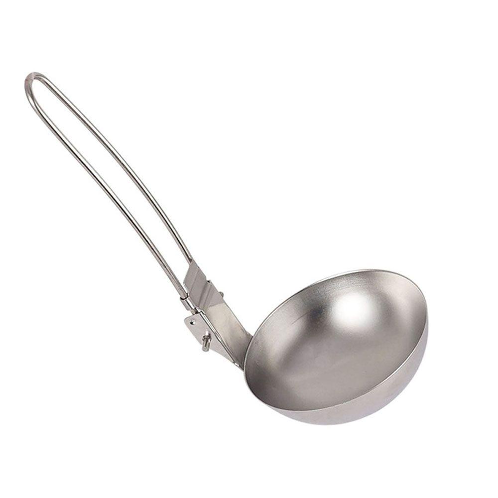 Lanfy Sendok Titanium Murni Alat Dapur Kitchen Anti Karat Lipat Slotted Spoon Camping Soup Ladle