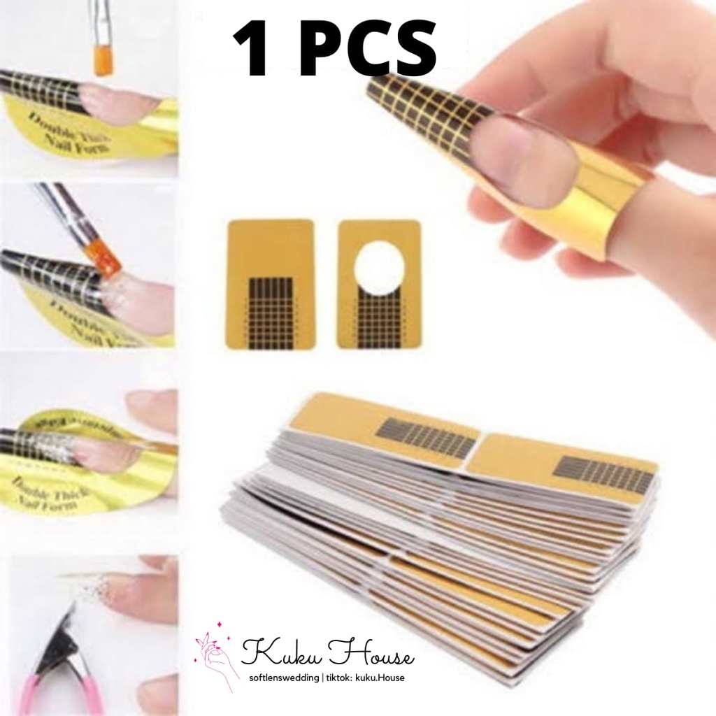 1pc nail form gold form gel extension nail art / kertas form sambung kuku for nail