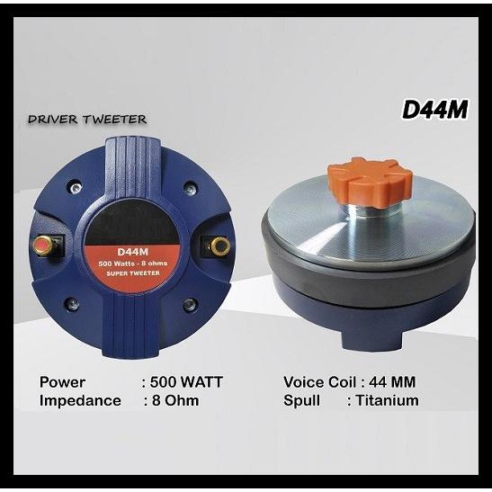 Speaker Driver Tweeter 500W 8 Ohm Model Drat Spull Titanium Seri D44M Kode 292