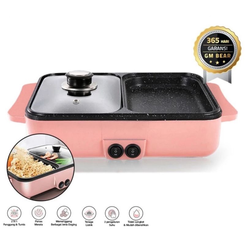 Elektrik steamboat+BBQ grill pan pemanggang grill Barbeque elektrik