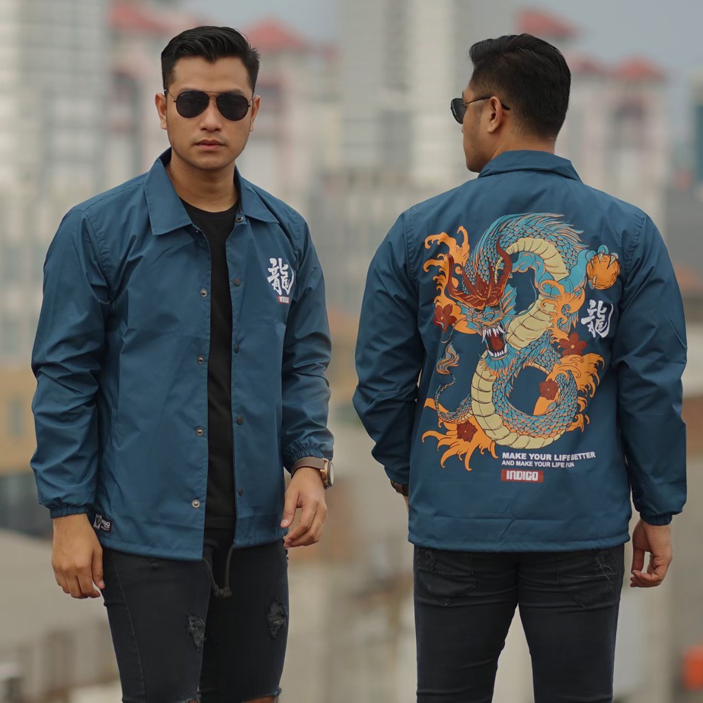 Premium(Realpic) Jaket Coach Naga - Jaket Coach Original Indigo - Jaket Coach Dragon - Jaket Kemeja