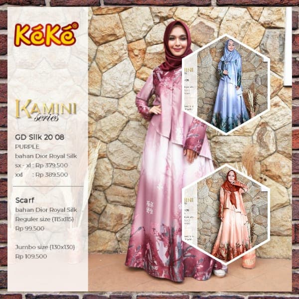 PREMIUM GAMIS DEWASA KEKE - GD SILK 20 08 - TERACOTTA, XS