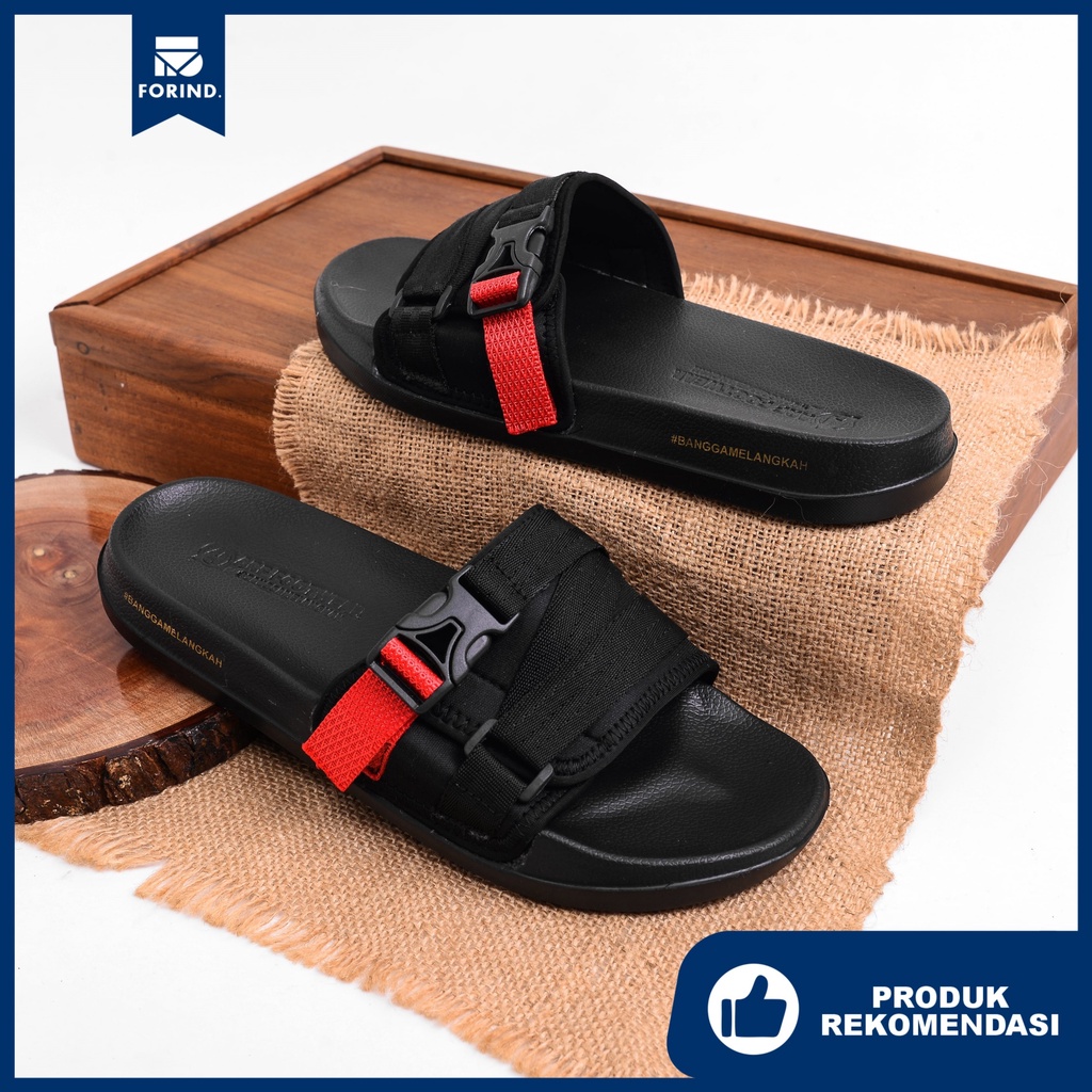 Bucks 1.0 Black | Sandal Slide Ringan Strap Ori EVA Slop Simpel Pria Laki Sendal Jalan | FORIND ARF