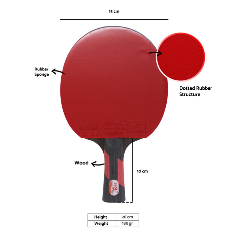 Bat Bet Pingpong Tenis Meja Double Fish CK-208 Original + Cover