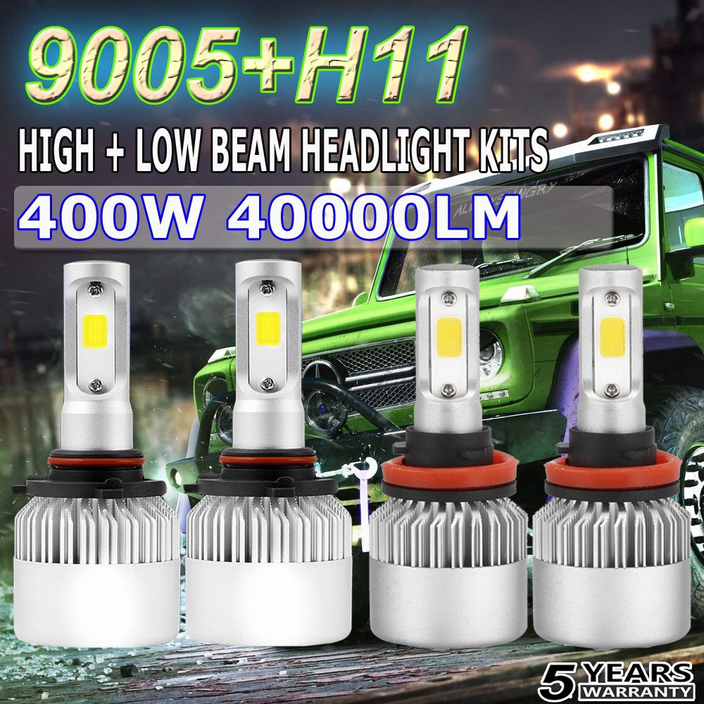 2X 9012 200W 40000LM LED Headlight Kit High or Low Beam Bulb Xenon 6500K Power