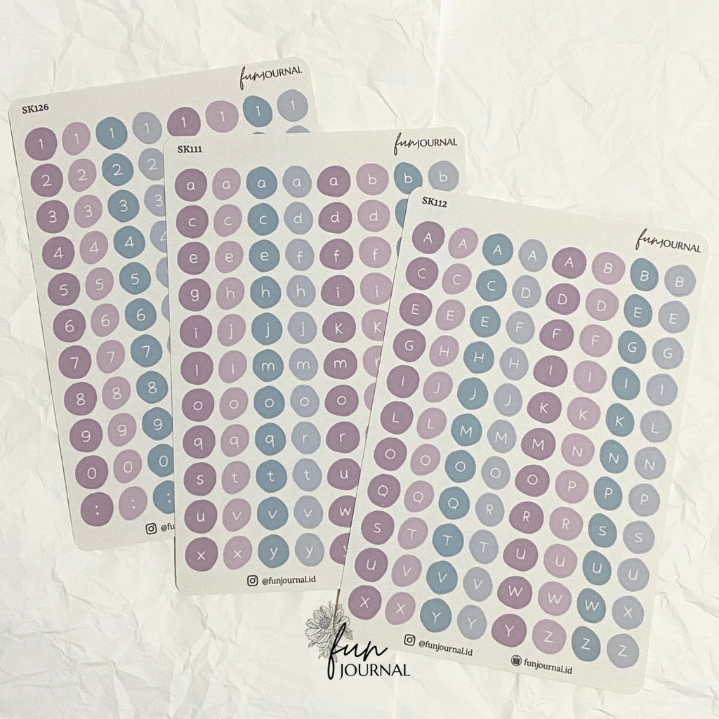 

ALPHABET AND NUMBERIC WITH BLOBS STICKER STIKER SHEET JOURNAL JURNAL PLANNING SCRAPBOOK DIY BUJO