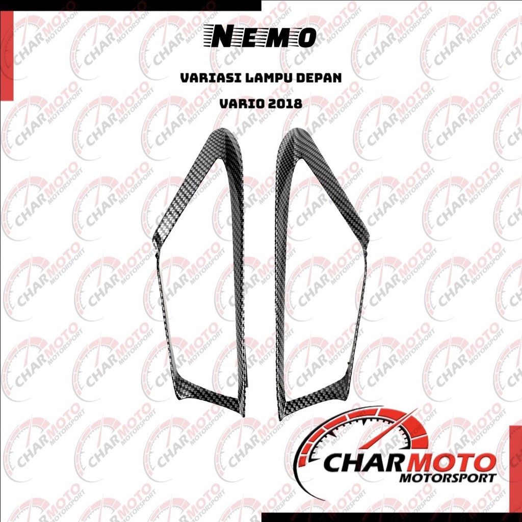 Cover Tutup Garnis Alis List Lampu Depan Honda Vario 150 125 2018 19 20 Carbon Karbon Nemo PNP - Charmoto