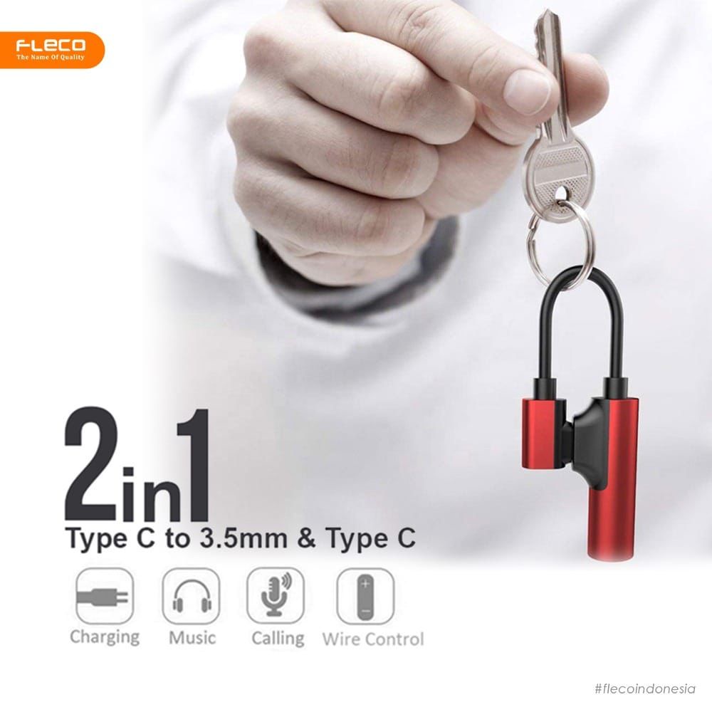 Fleco Type C to Aux 3.5mm Type C charger 2 in 1 High Quality