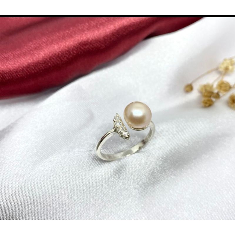 Cincin perak zircon mutiara Lombok asli.
