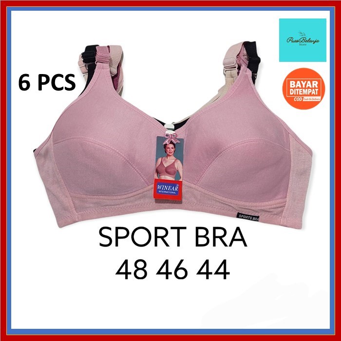 6PCS Bra Jumbo Grosir Sport Bra 50 48 46 44 Big Size Busa Tipis Tanpa Kawat BRA Super JUMBO Bra Olahraga Senam Sport Bra Wimear La Paris 1/2 Lusin