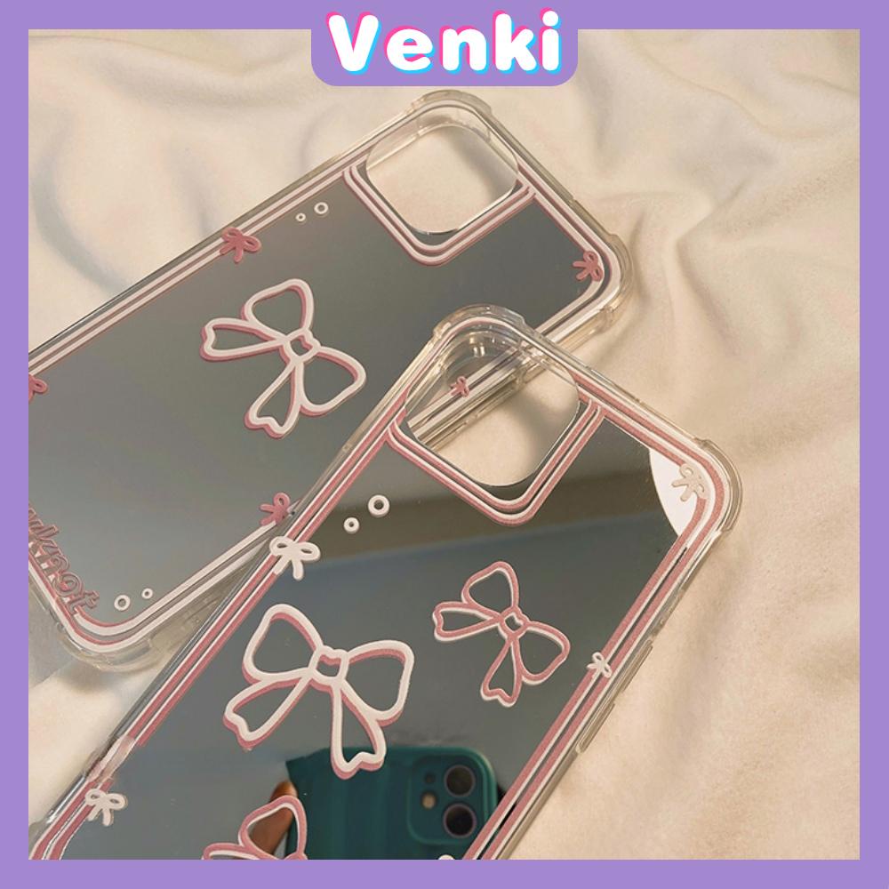 iPhone Case Acrylic Luxury Makeup Mirror Airbag Shockproof Protection Camera Pink Bow Cute Compatible For iPhone 11 iPhone 13 Pro Max iPhone 12 Pro Max iPhone 7 Plus iPhone xr