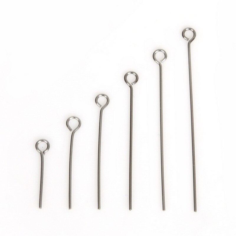 200pcs 15/20/25/30/35/40mm Nine Words Pins Stainless Steel Eye Pins Jewelry Findings For Jewelry Making Earrings DIY Accessories