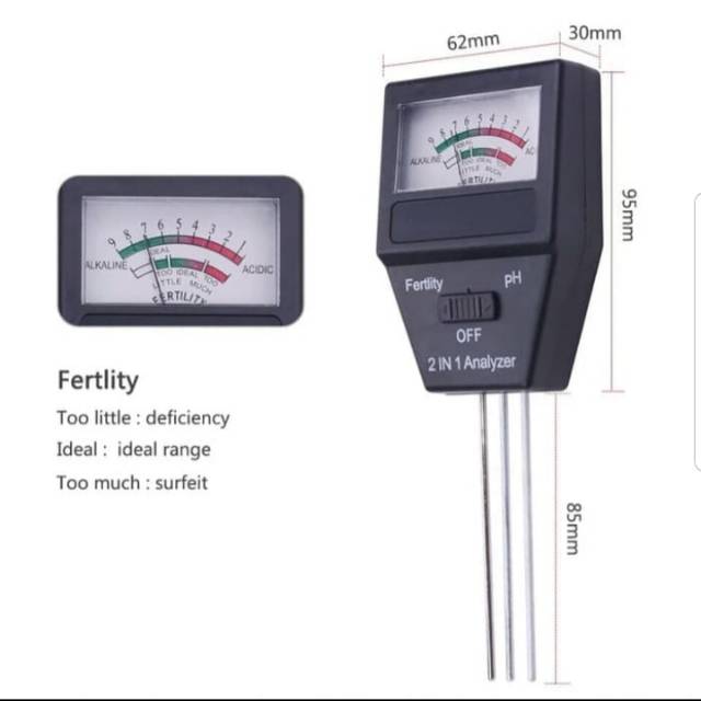 Alat Ukur Tes Kesuburan Tanah dan PH Tanah 2 in 1 Analog - PH &amp; Fertility Meter