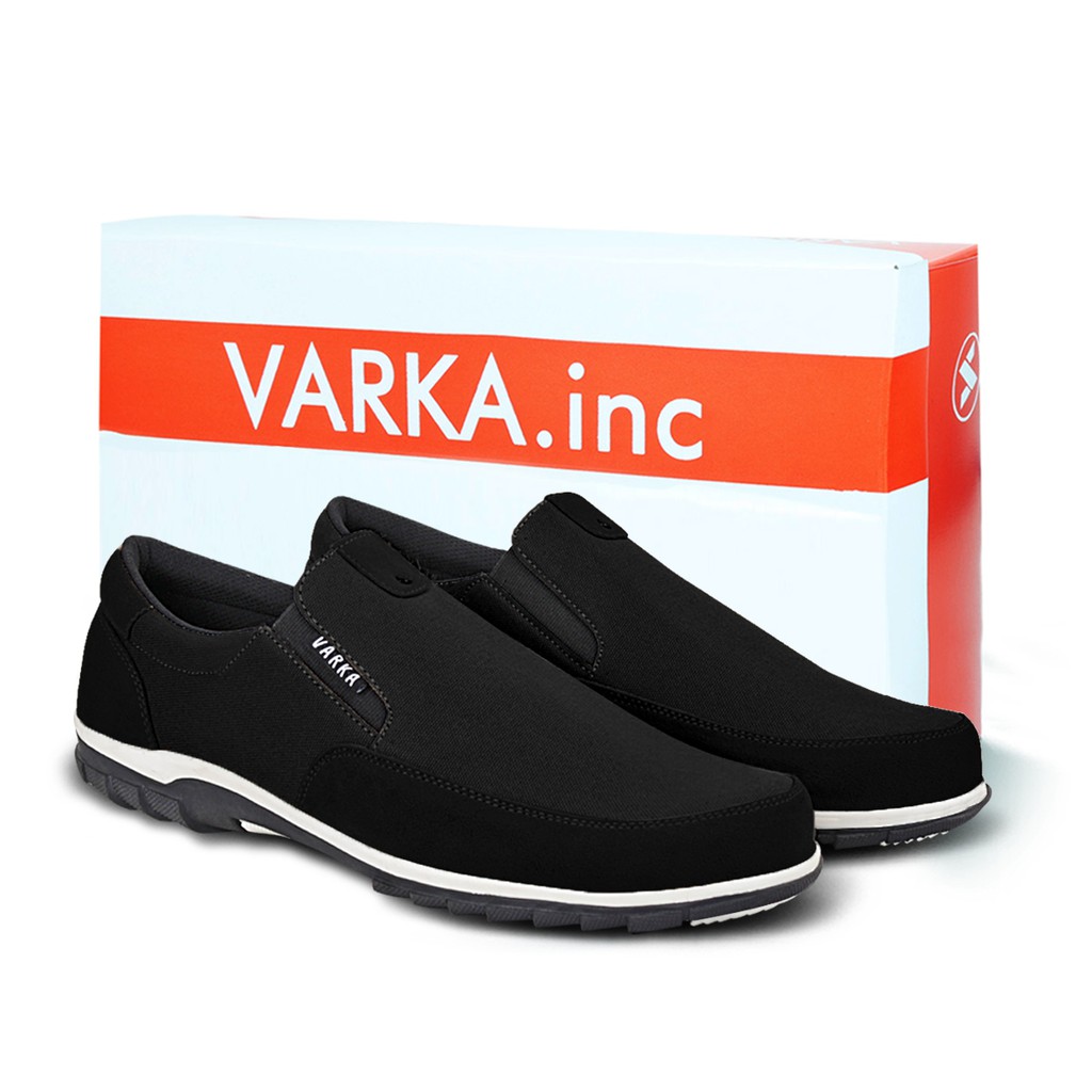 Sepatu Slip On Pria V 4334 Terbaru Brand Varka Sepatu Casual Santai Harga Murah Berkualitas Hitam