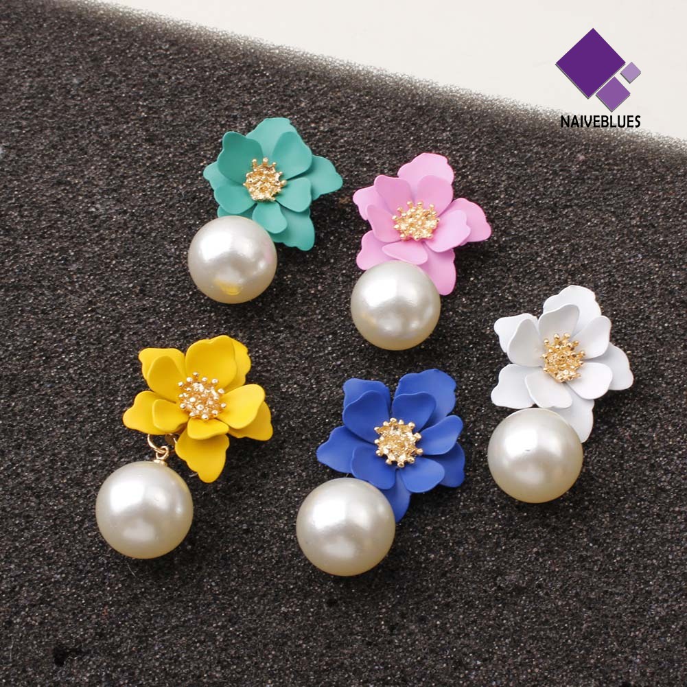 Anting Stud Dangle Mutiara Tiruan Bahan Resin Untuk Wanita