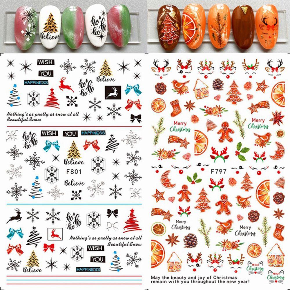 Preva Stiker Kuku Stiker 3D Snowflake Xmas Trees Manicure