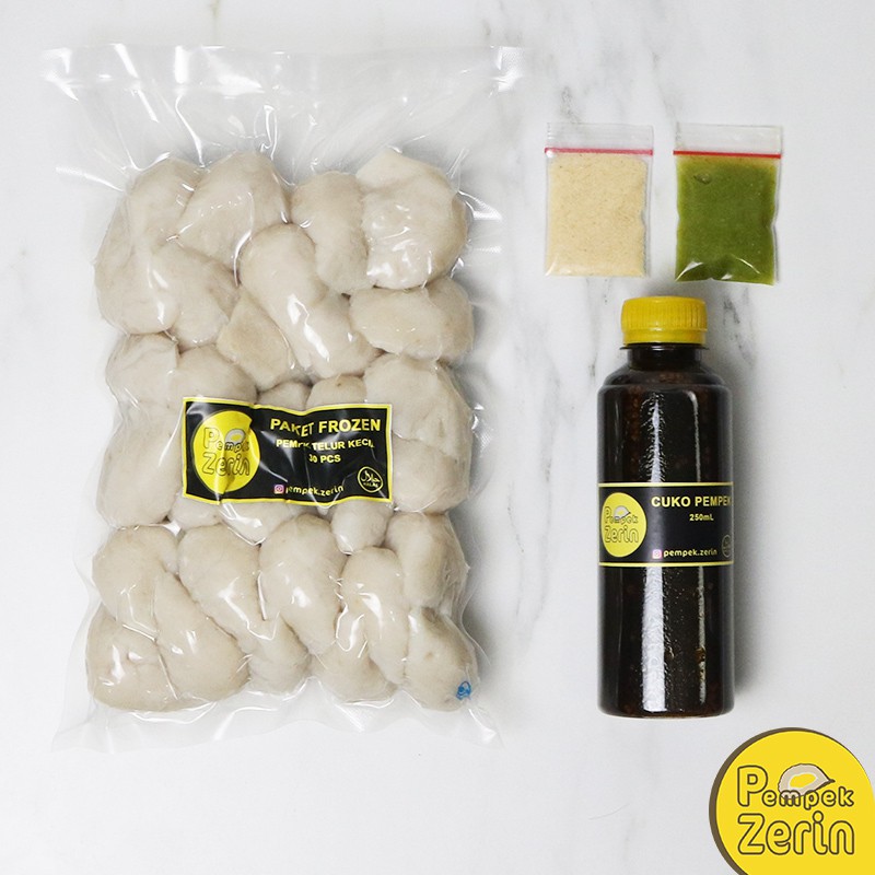 

Pempek Telur Kecil Paket Frozen 30 Pcs + Cuko 250mL - PEMPEK ZERIN