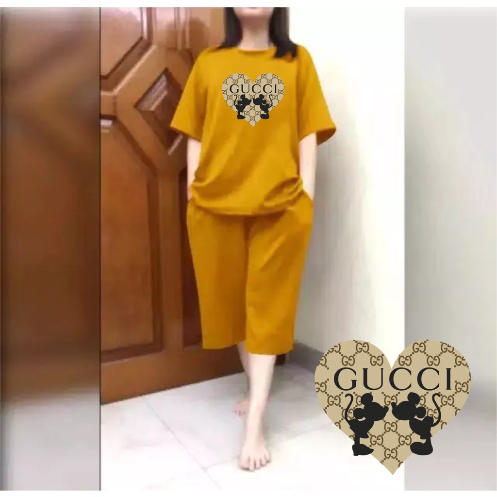 Setelan Jumbo Wanita + Celana Kulot 3/4 Atasan Big Size LD 120 LOVE GG