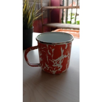 Gelas Lurik 400ml Mug Enamel Lurik glass 8,5cm Gelas Cangkir Lurik Enamel Tebal Bagus Klasik corak L