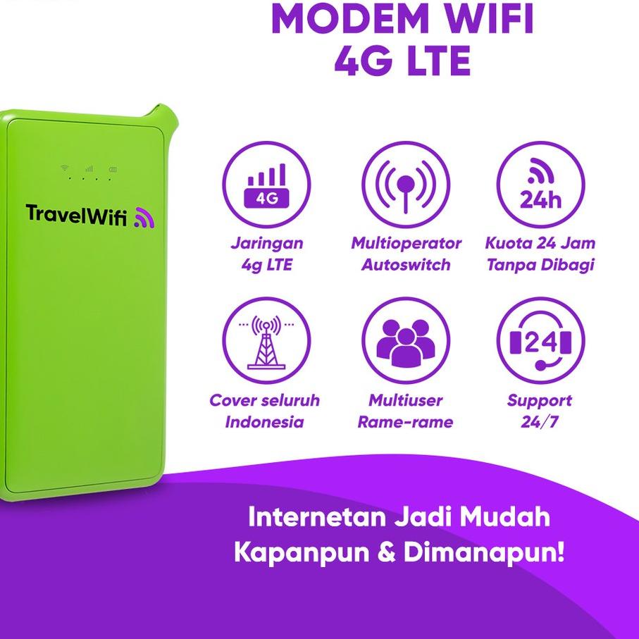Promo Travel Wifi Sewa Modem Mifi 4G Internet Unlimited Multioperator XL Telkomsel Indosat 30 GB