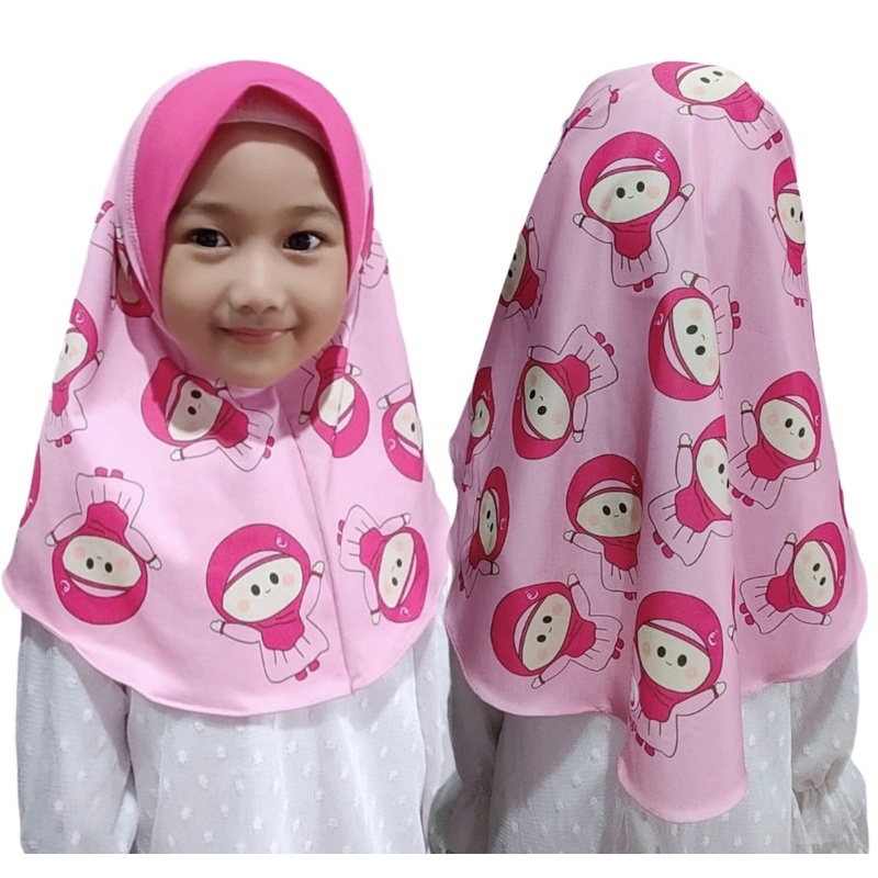 HIJAB INSTANT ANIMASI QALEY PINK/ HIJAB ANAK / HIJAB KARAKTER / HIJAB LUCU / HIJAB KARAKTER