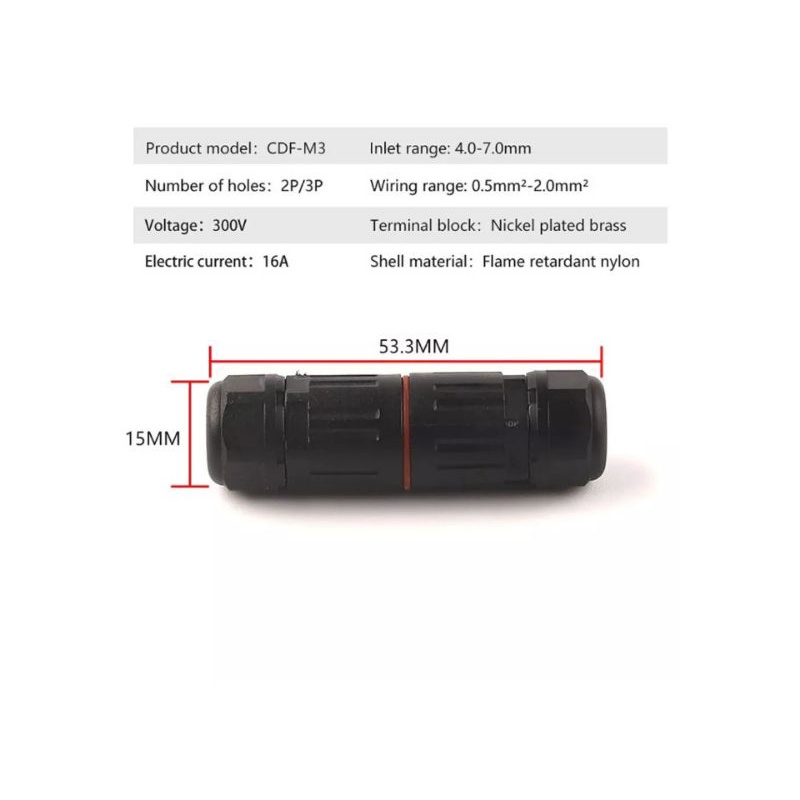 konektor sambungan kabel IP68 waterproof 2pin