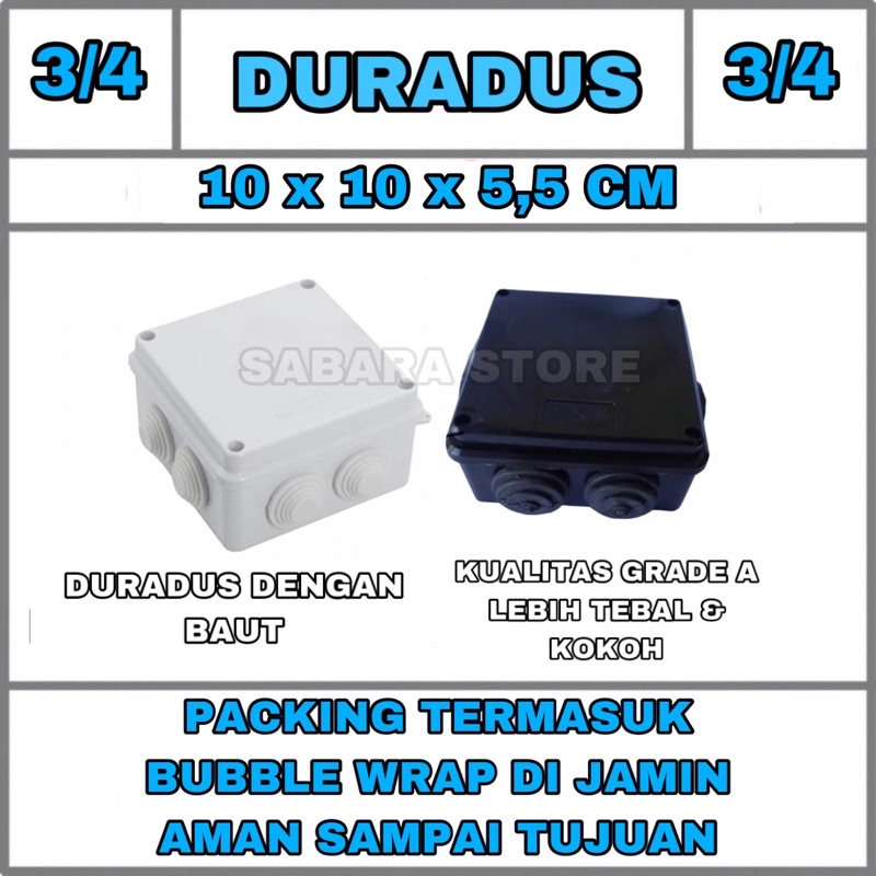 Doradus Dorados Duradus / Junction BOX CAMERA CCTV 3/4 waterproof Hitam Putih Kotak promo 10cm x 10cm x 5cm murah