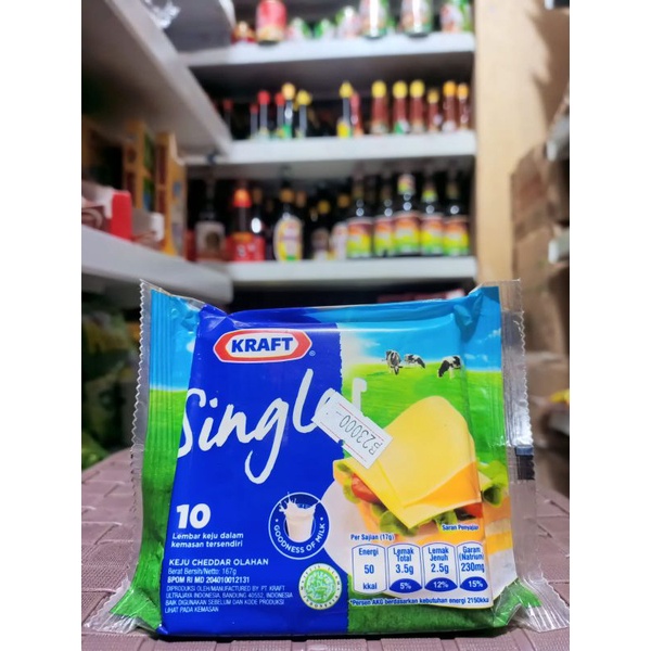 

Keju Cheddar Slice Kraft Single isi10 -167g