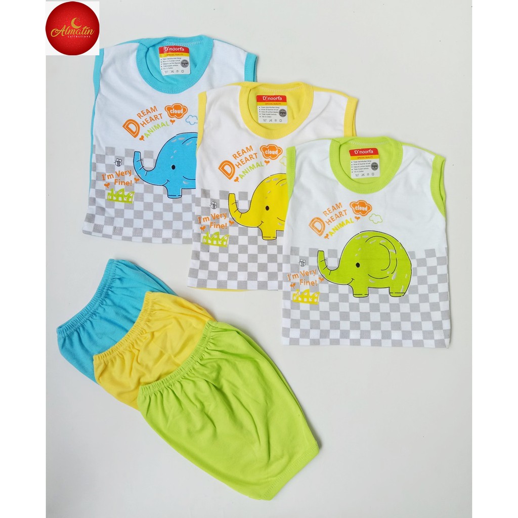 Kaos Kutung Anak / Kaos Singlet Anak Dapat 3 stel / Setelan Baju Bayi Murah Lengan Kutung 3 Stel