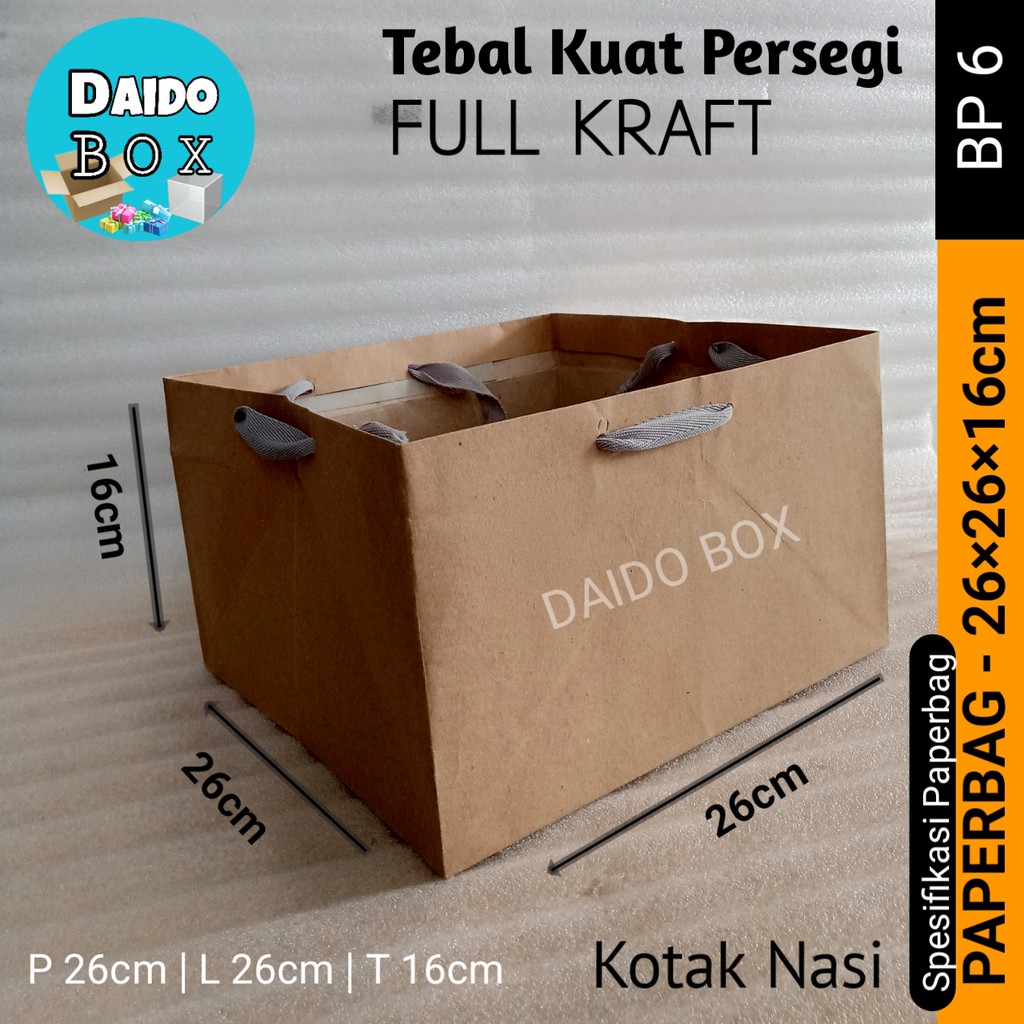 

ISI 12 BIJI Paper Bag Tas Dus Kotak Nasi 26x26x16 Bp6 | Paperbag Polos Tas Kertas