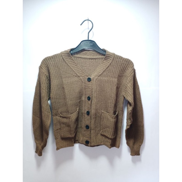 MARISKA CARDIGAN OVERSIZE RAJUT LENGAN PANJANG WANITA BAHAN TEBAL KANCING 5 OUTER KARDIGAN KEKINIAN-Kids Bronze