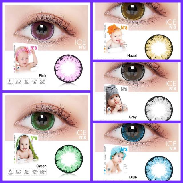 Softlens warna bulanan ICE No 8/soflens bulanan ice n8 colour BIG EYES/BABY EYES normal s/d -6.00