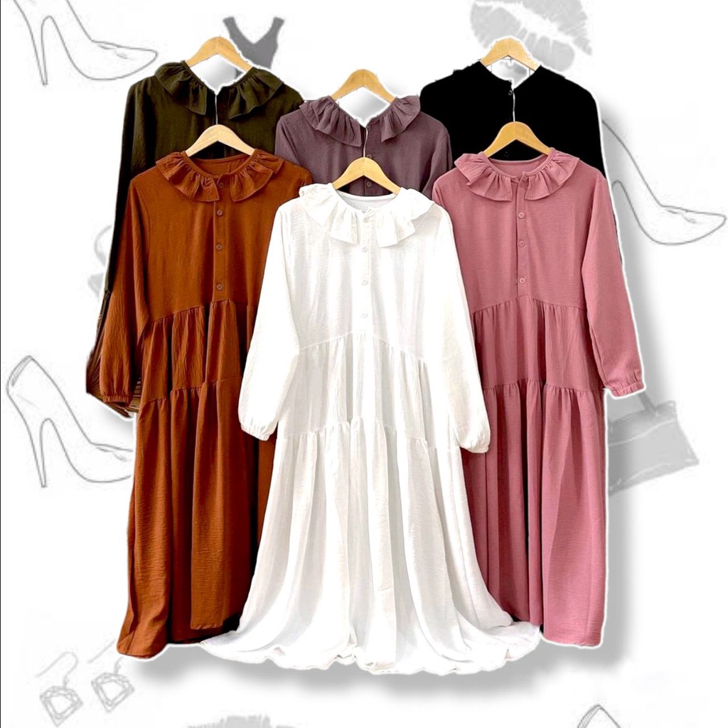 Agnez Midi Dress Wamita / Midi Dress Rayon Crincle Premium / Dress Wanita Midi Soraya / Safina Midi 