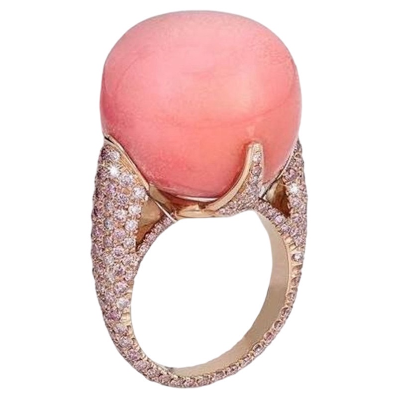 Fancyqube Perhiasan Cincin Manik-Manik Mutiara Kerang Laut Warna Pink Untuk Hadiah Wanita