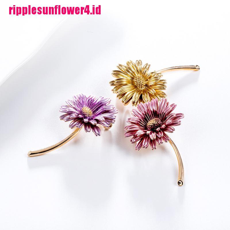 Bros Pin Enamel Bentuk Bunga Daisy Untuk Kerah