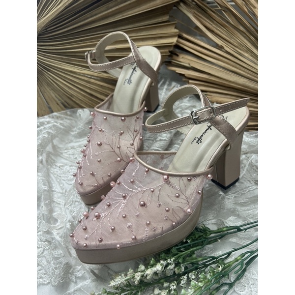 sepatu wedding wanita purri rosegold 9cm tahu