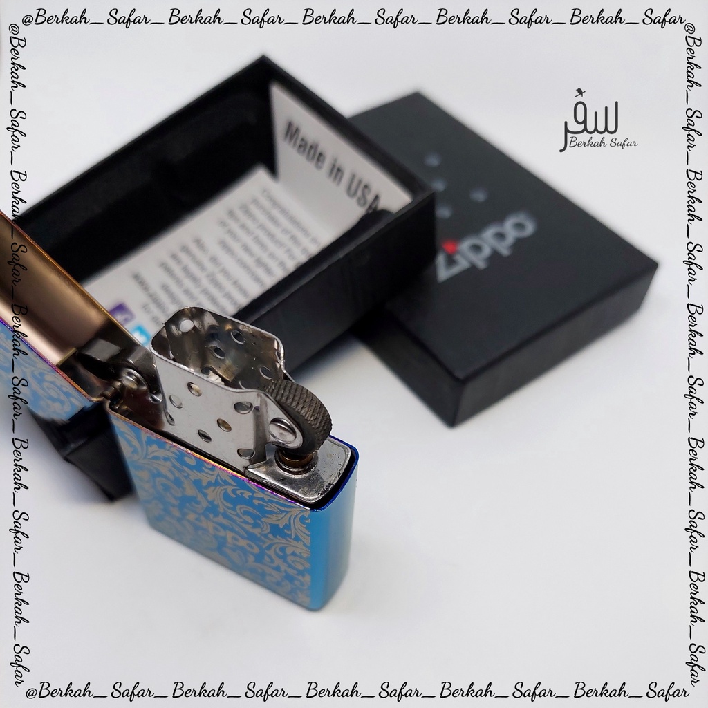 Korek Zippo Blue Ice Batik 2 Sisi Premium Grade Orl - Free Box