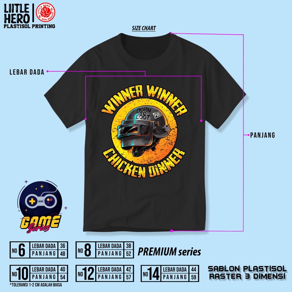 KAOS ANAK 3PCS 99RB LITTLE HERO GAMING SERIES BAHAN KATUN SABLON PLATISOL RASTER 3 DIMENSI 6-12 TAHUN