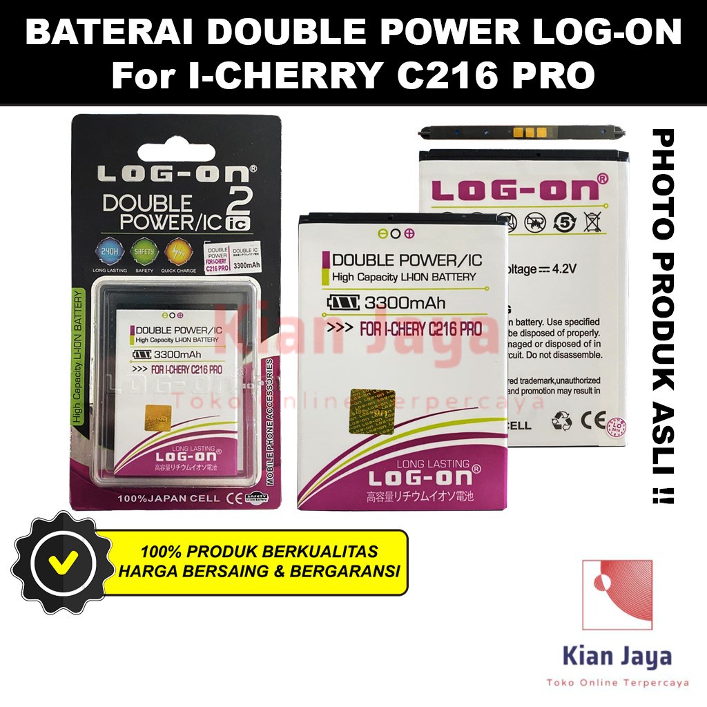 Baterai Double Power Log-on Hp i-Cherry C216 Pro Batre Batrai Battery Original icherry Logon