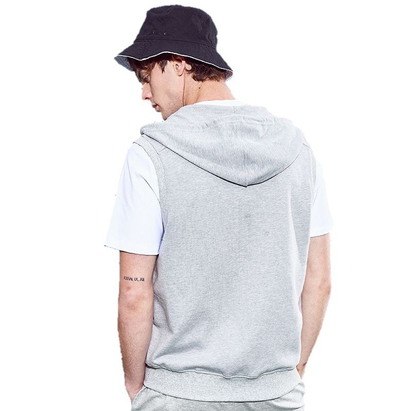 Rompi hoodie pria singlet gym zipper polos