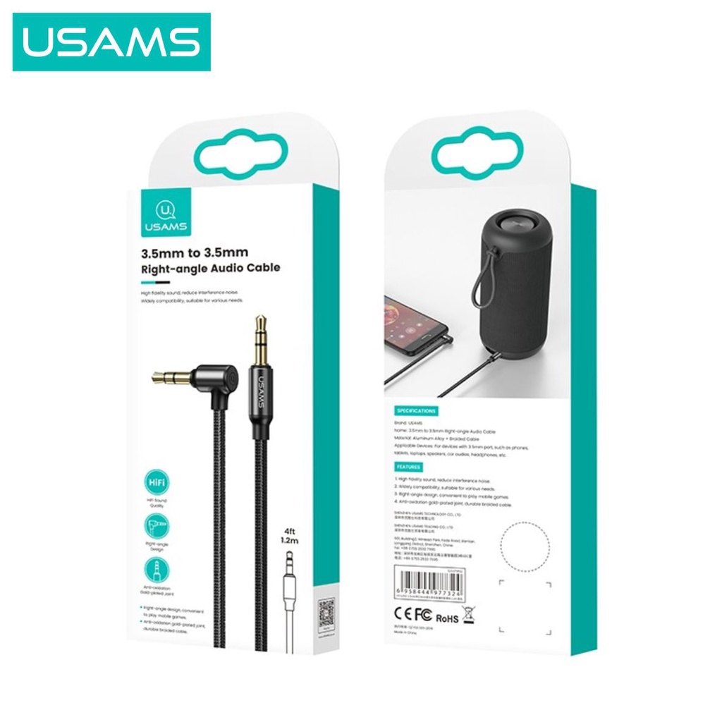 USAMS SJ557 Kabel Audio Right Angle 3.5mm to 3.5mm