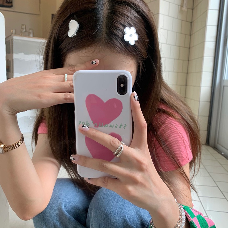 Lovely Korean Shining Flower Heart Mirror Hairpin Hair Bang Clips for Women Girls