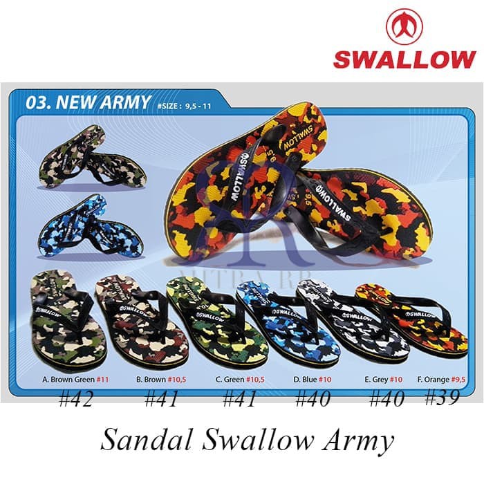 MitraRR Sandal  Jepit Swallow  Army Warna Sendal Karet Pria 