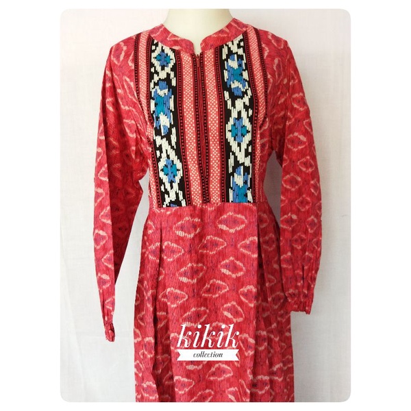 Gamis Katun Batik Long Dress Wanita Pakaian Muslim Murah Adem Busui Friendly Tunik Motif Tradisional