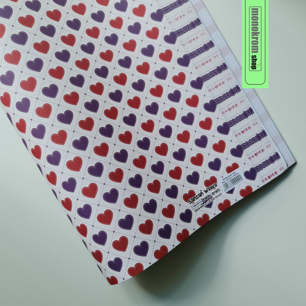 Kertas Kado Sansan Wawa Motif Love Ungu Merah - Wrapping Paper