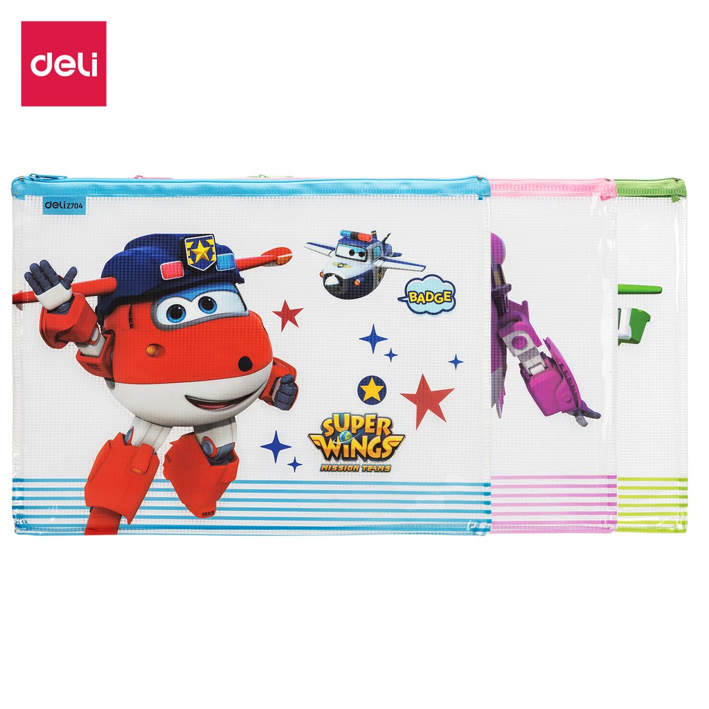 

Deli Super Wings File Bag bahan PVC 0.2MM + 0.5mm nilon mesh A4 12 lembar 3 warna EZ70402
