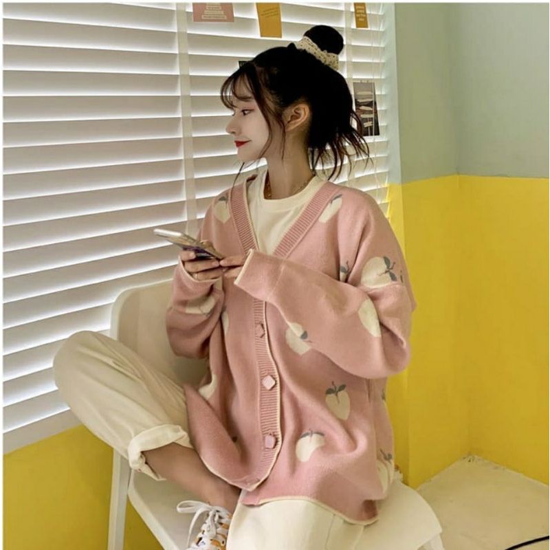 IMPORT WOMAN AUTUMN SPRING CARDIGAN PEACHY KARDIGAN WANITA IMPOR JAKET OUTER MUSIM DINGIN