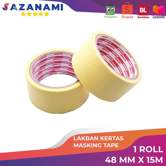 1 ROLL LAKBAN KERTAS MASKING TAPE  2 X 15M KUNING SAZANAMI 