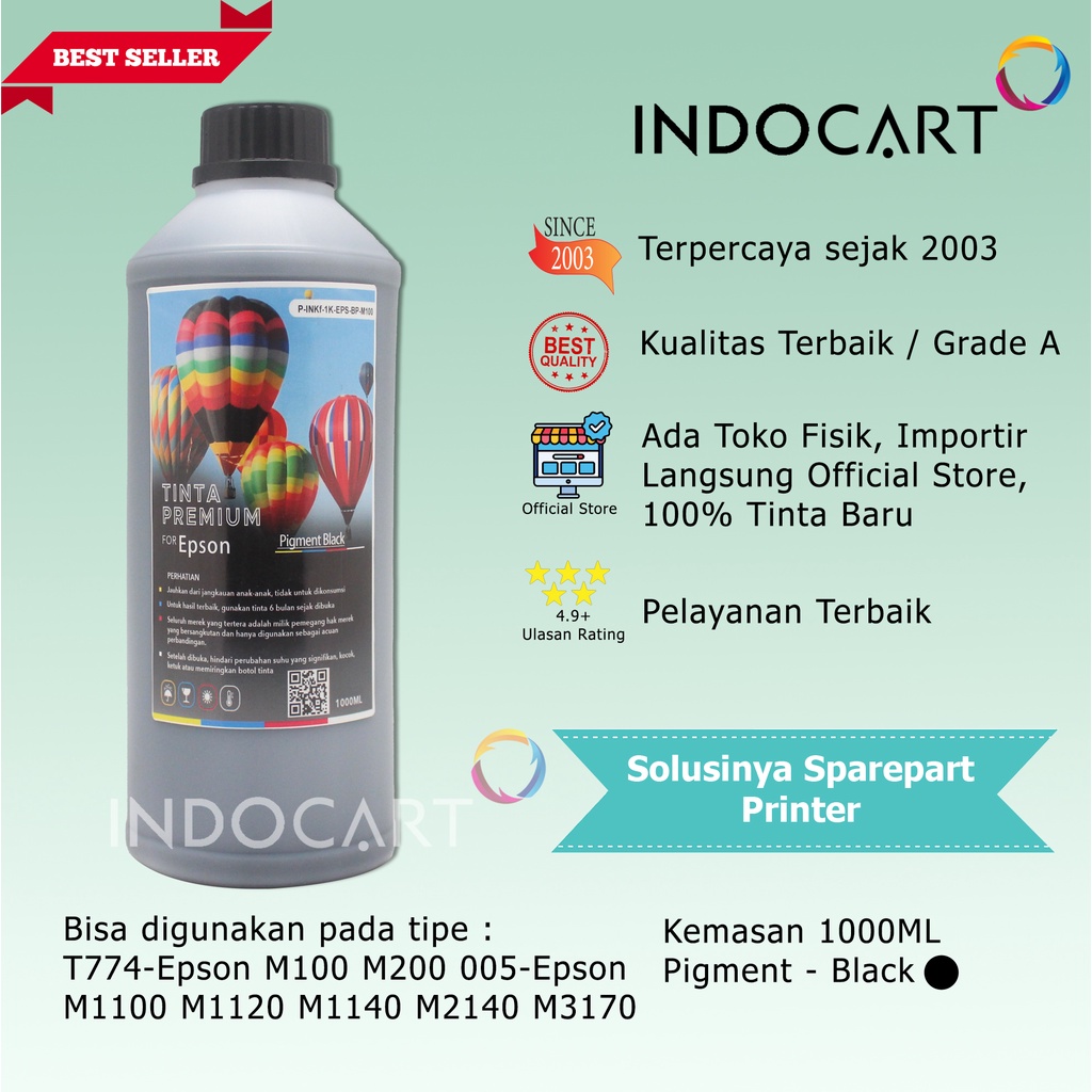 IndoCart Tinta Refill Epson 774 T774 T7741-M100 M200-Pigment Ink-1kg